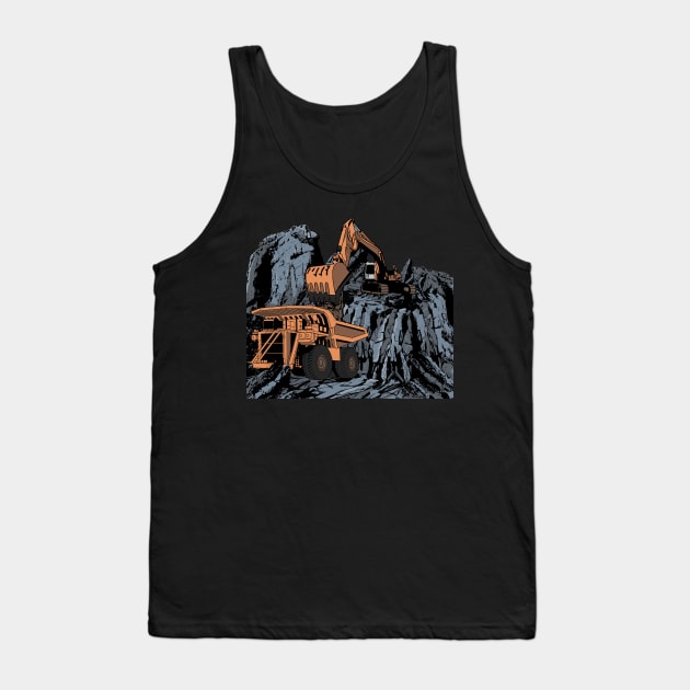 Excavator vs Dump Truck Mining Tank Top by damnoverload